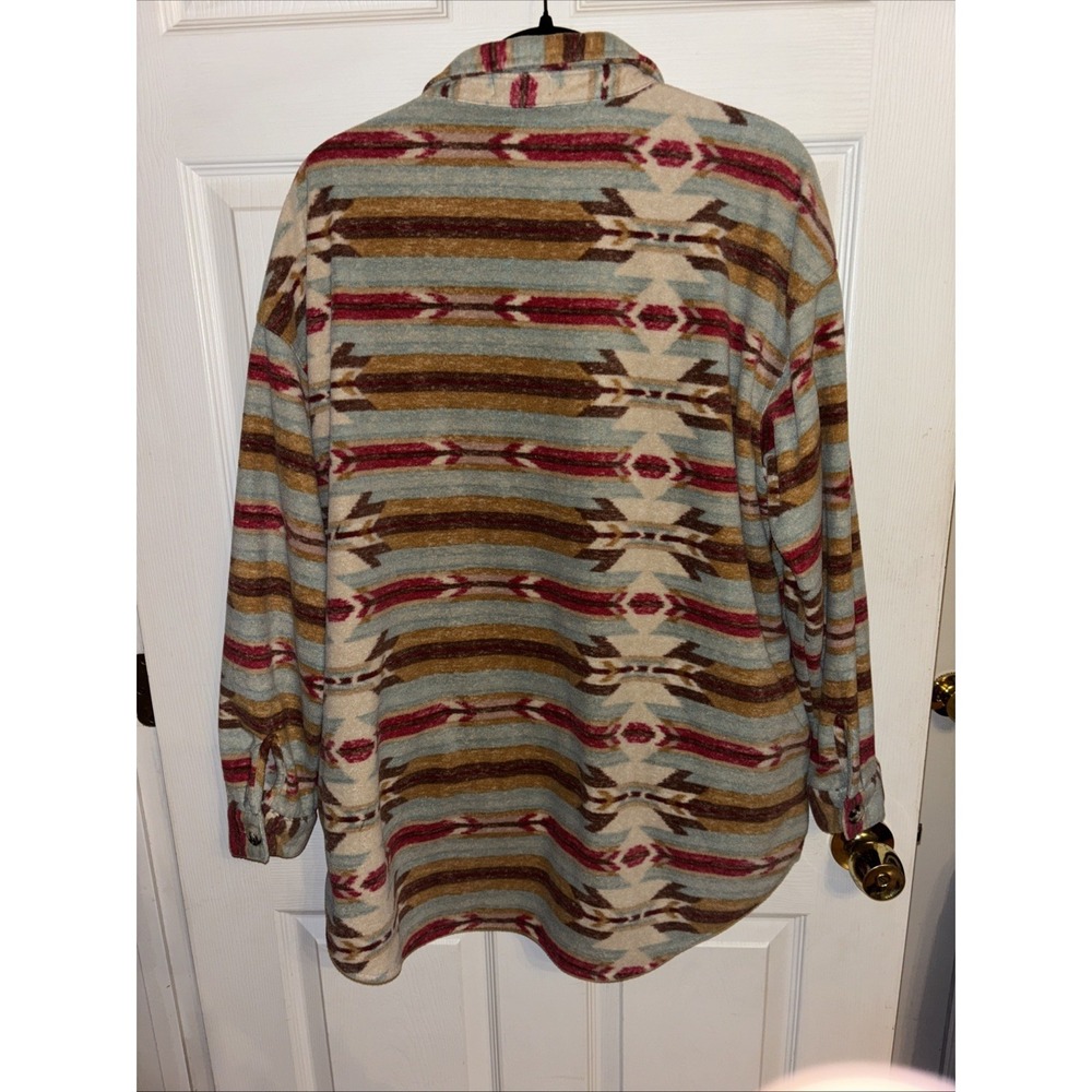 Maurices XL Mixed Pattern Fleece Aztec Shirt Jacket Shacket Cozy Southwestern - Picture 8 of 10